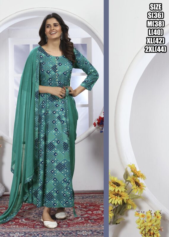 Premium Rayon Export Quality Different Designed Long Kurti With Najmin Dupatta