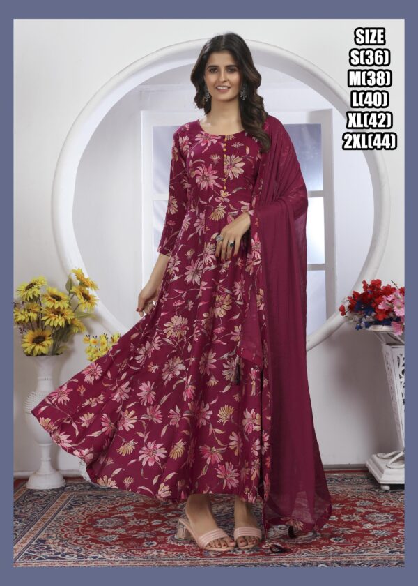 Premium Rayon Export Quality Different Designed Long Kurti With Najmin Dupatta