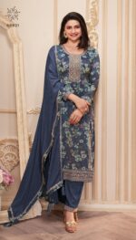 Digital Print With Embroidery Work Different Colours Of Chinon Salwar Kameez For Women