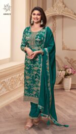 Digital Print With Embroidery Work Different Colours Of Chinon Salwar Kameez For Women