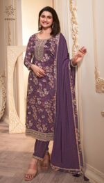 Digital Print With Embroidery Work Different Colours Of Chinon Salwar Kameez For Women