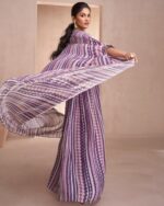 Real Chinon Silk / Real Georgette Readymade Embroidered Blouse, Plazzo And Shrug, Three Piece Collection