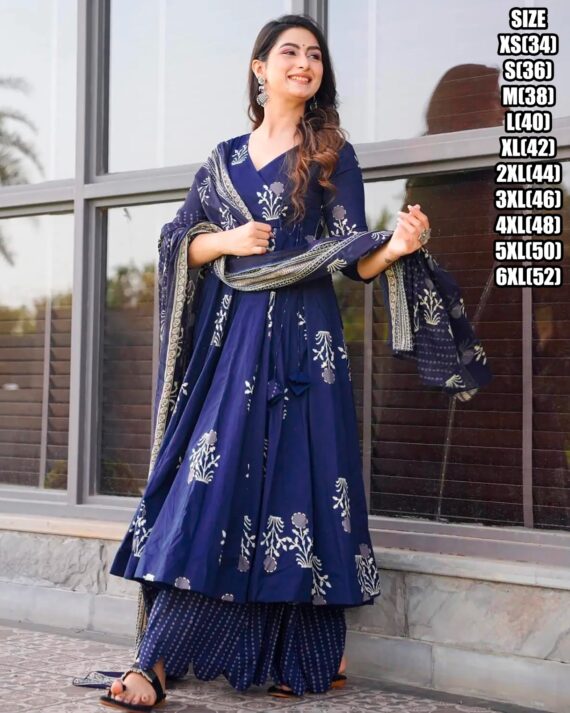 Presents This Three Piece Beautiful Printed Designer Anghrakha Kurti, Plazzo With Dupatta Collection