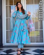 Presents This Three Piece Beautiful Printed Designer Anghrakha Kurti, Plazzo With Dupatta Collection