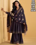 Make Perfect Your Style With Embellished Work Pure Silk Kurti, Sarara And Heavy Fabric Dupatta Stitched Set