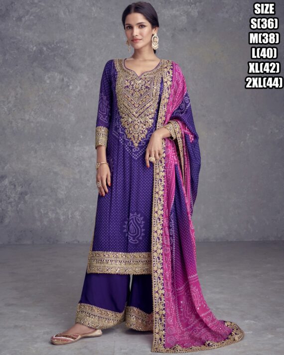 Real Chinon Plazo Sets Are Three Piece Sets Women's To Wear That Are Perfect For Wedding Ceremony