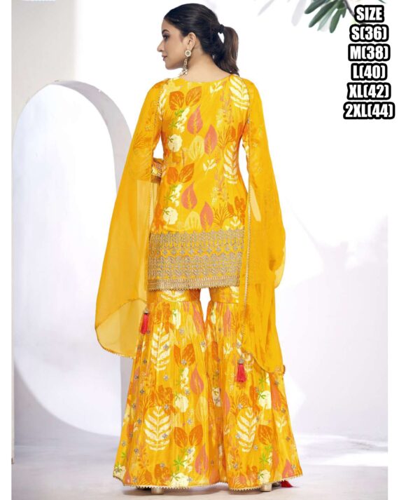 Buy Premium Fiber Chinnon And Finefeel Digital Printed Sarara Suits For Women Online For India's Luxury Weddings