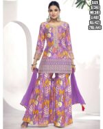 Buy Premium Fiber Chinnon And Finefeel Digital Printed Sarara Suits For Women Online For India's Luxury Weddings