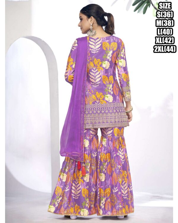 Buy Premium Fiber Chinnon And Finefeel Digital Printed Sarara Suits For Women Online For India's Luxury Weddings