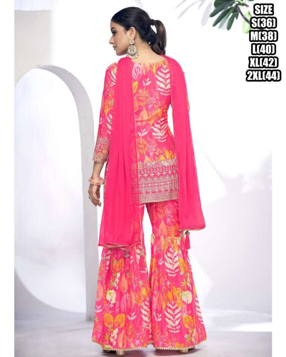 Buy Premium Fiber Chinnon And Finefeel Digital Printed Sarara Suits For Women Online For India's Luxury Weddings