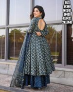 Exclusively Designed And Patterned Cotton Silk Long Anarkali Flaired Kurti Sarara And Dupatta For Festive & Weddings