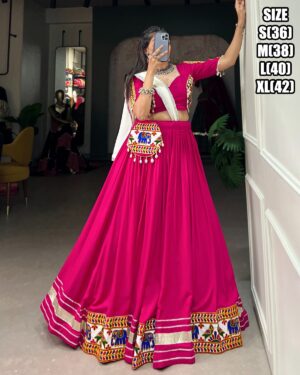 Attractive Collection For Navratri Festival An Indian Gamthi Designer Traditional Work Rayon Lehenga Choli