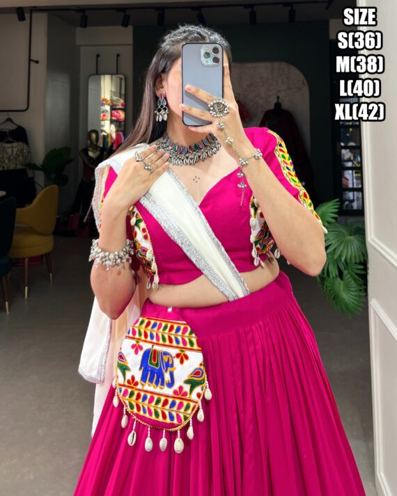 Attractive Collection For Navratri Festival An Indian Gamthi Designer Traditional Work Rayon Lehenga Choli