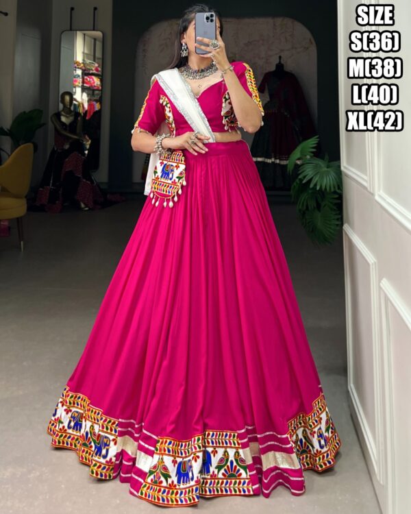 Attractive Collection For Navratri Festival An Indian Gamthi Designer Traditional Work Rayon Lehenga Choli