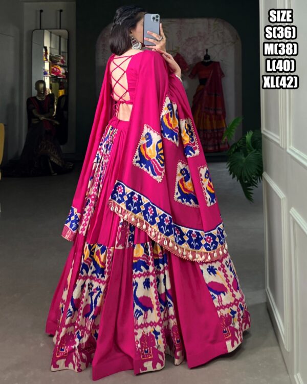 Stunning Printed Work In Rayon With Silk Designer Stitch Navratri Lehenga Choli 2024
