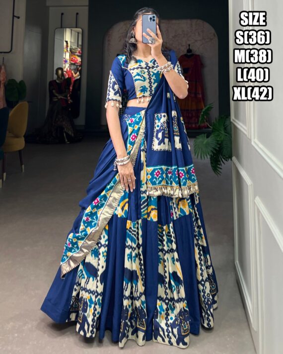 Stunning Printed Work In Rayon With Silk Designer Stitch Navratri Lehenga Choli 2024