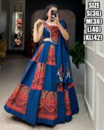 Dark Blue Colour Fancy Foil Print Work Lehenga With Unic Choli Patterns For Navratri