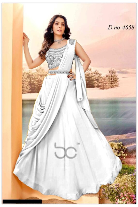 Presenting Party Wear Heavy Embroidered Readymade Blouse Lehenga With Drapping Dupatta