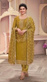 Silk Georgette Blend For Women And Girls Embroidered Un-Stitch Ethnic In Different Colours Salwar Suit Set