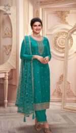 Silk Georgette Blend For Women And Girls Embroidered Un-Stitch Ethnic In Different Colours Salwar Suit Set