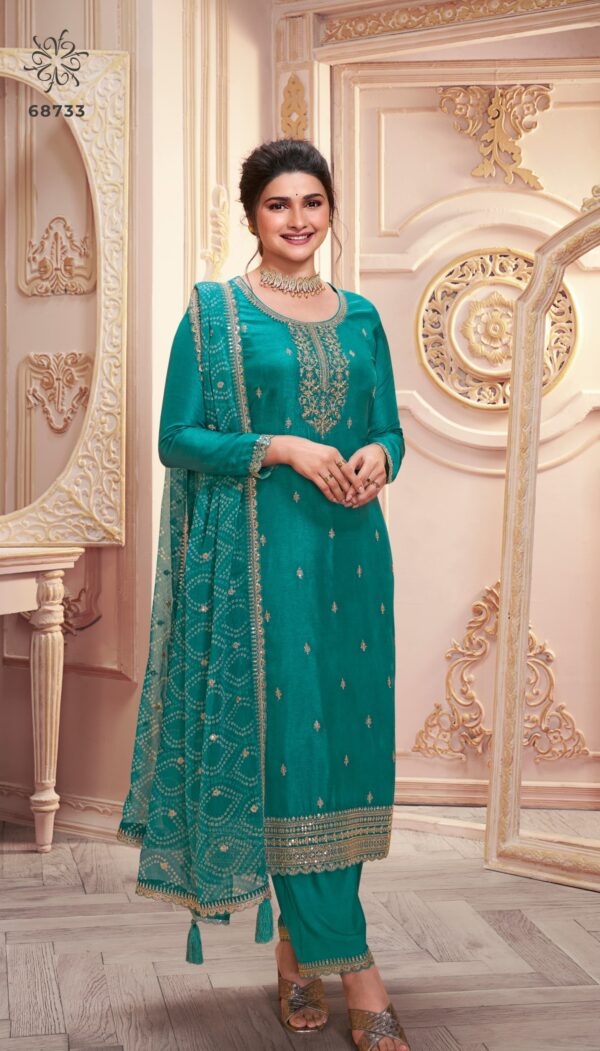 Silk Georgette Blend For Women And Girls Embroidered Un-Stitch Ethnic In Different Colours Salwar Suit Set