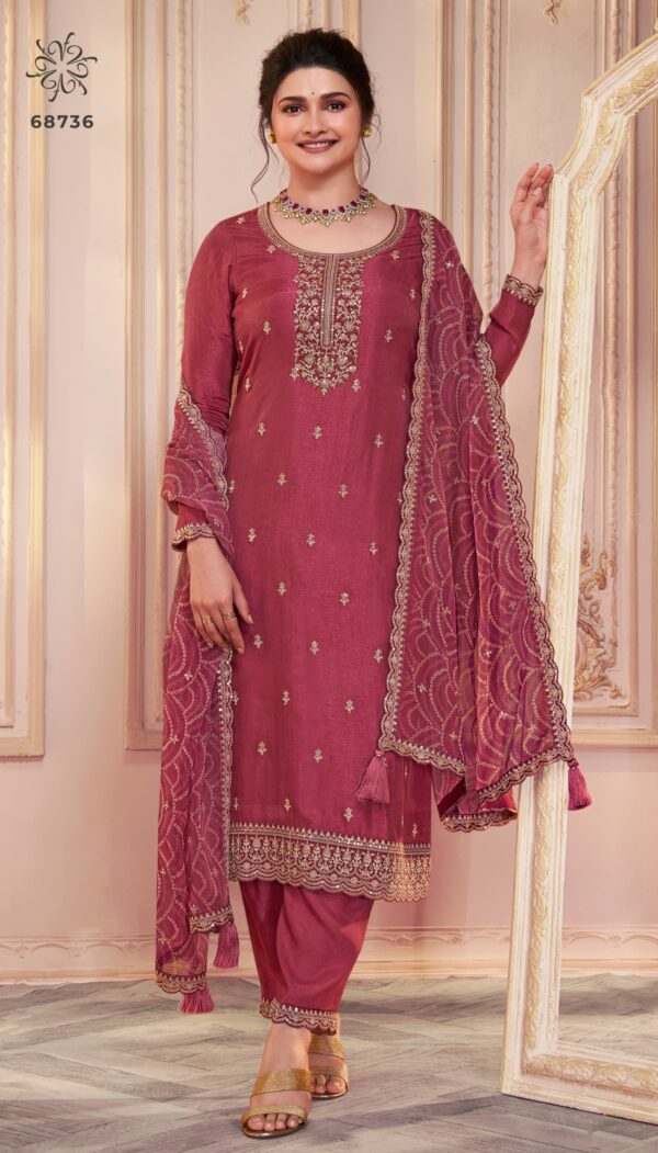 Silk Georgette Blend For Women And Girls Embroidered Un-Stitch Ethnic In Different Colours Salwar Suit Set