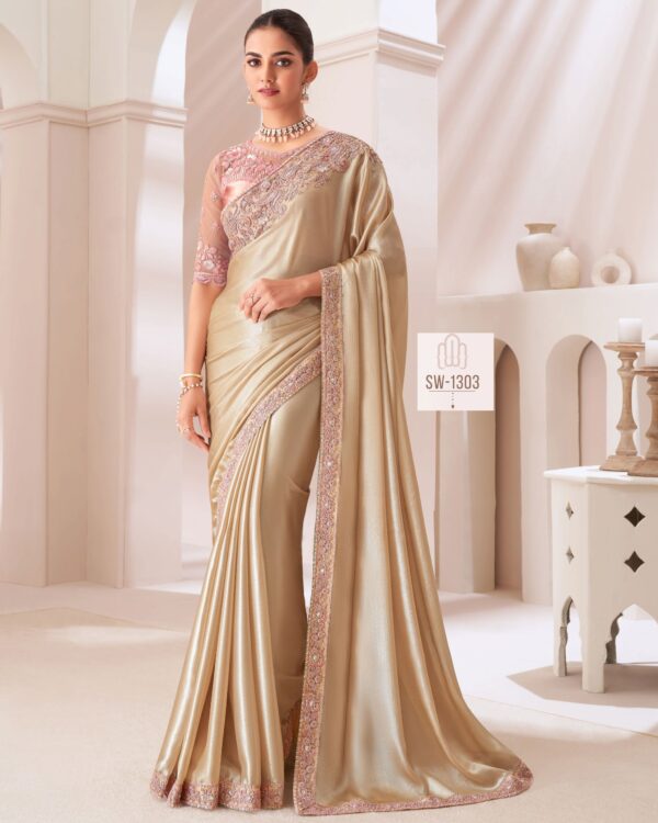 Bollywood Style Different Colourful Gorgeous UnStitched Party Wear Saree With Blouse For Women