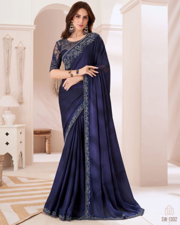 Bollywood Style Different Colourful Gorgeous UnStitched Party Wear Saree With Blouse For Women