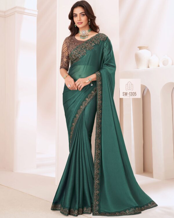 Bollywood Style Different Colourful Gorgeous UnStitched Party Wear Saree With Blouse For Women