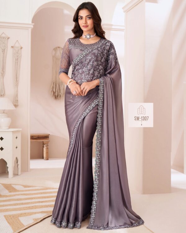 Bollywood Style Different Colourful Gorgeous UnStitched Party Wear Saree With Blouse For Women