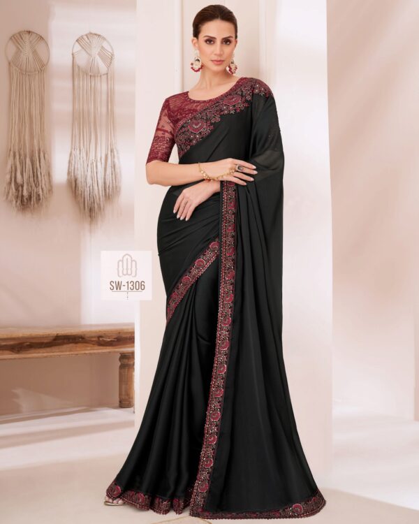 Bollywood Style Different Colourful Gorgeous UnStitched Party Wear Saree With Blouse For Women
