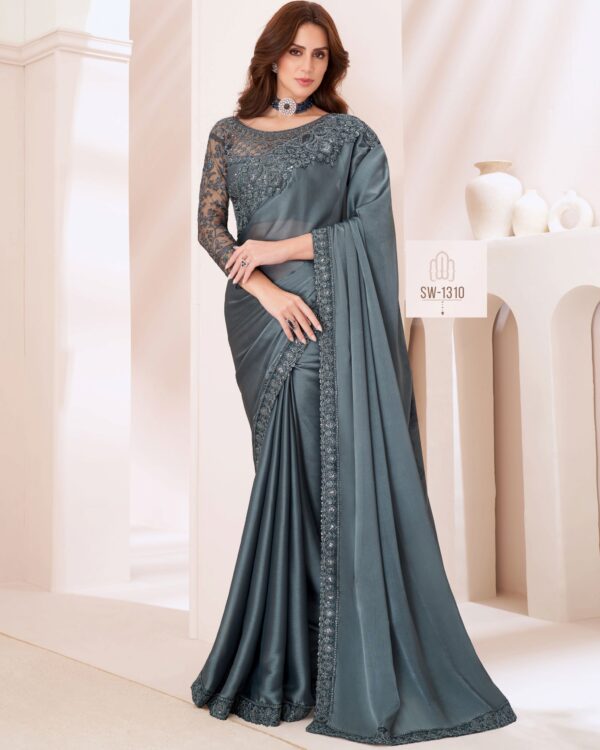 Bollywood Style Different Colourful Gorgeous UnStitched Party Wear Saree With Blouse For Women