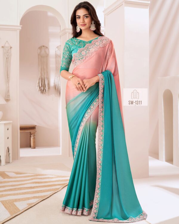Bollywood Style Different Colourful Gorgeous UnStitched Party Wear Saree With Blouse For Women