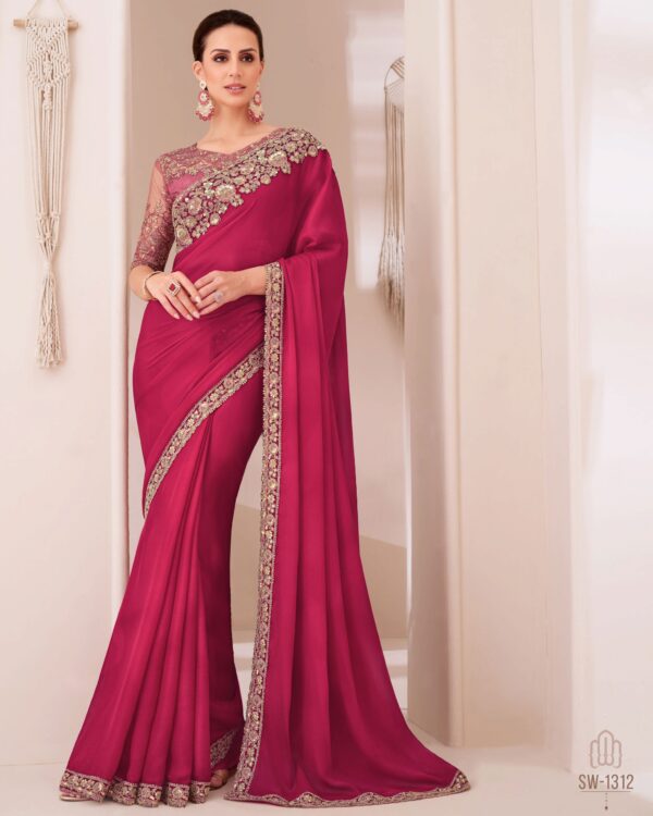 Bollywood Style Different Colourful Gorgeous UnStitched Party Wear Saree With Blouse For Women