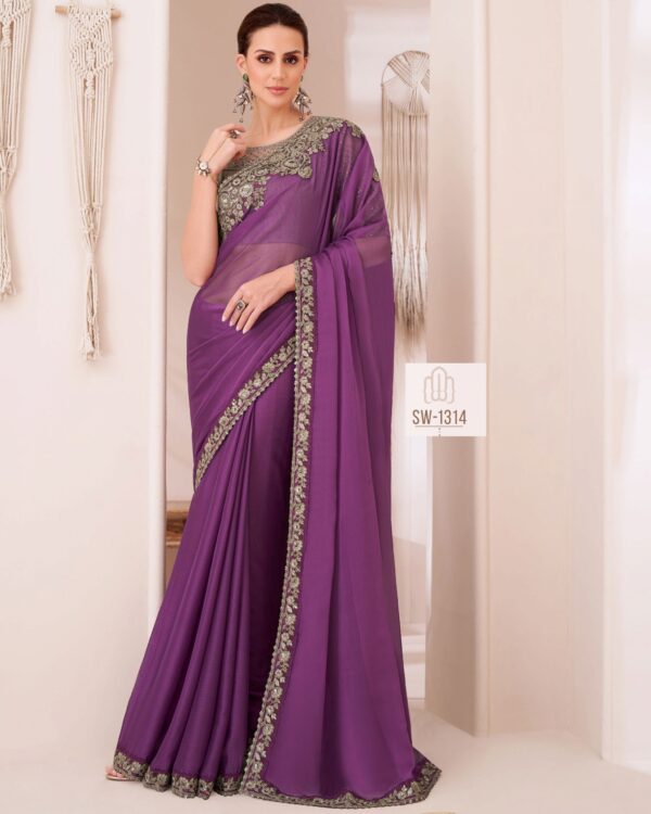 Bollywood Style Different Colourful Gorgeous UnStitched Party Wear Saree With Blouse For Women