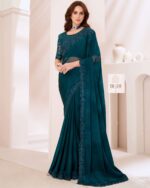 Bollywood Style Different Colourful Gorgeous UnStitched Party Wear Saree With Blouse For Women