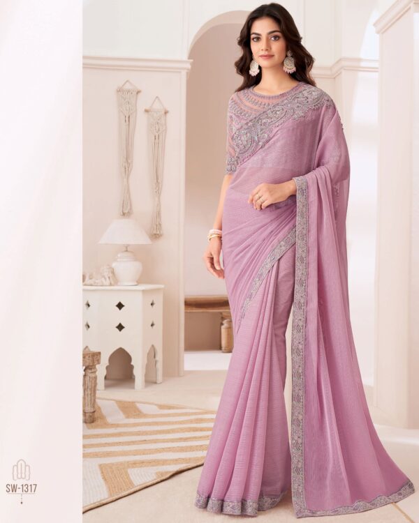 Bollywood Style Different Colourful Gorgeous UnStitched Party Wear Saree With Blouse For Women
