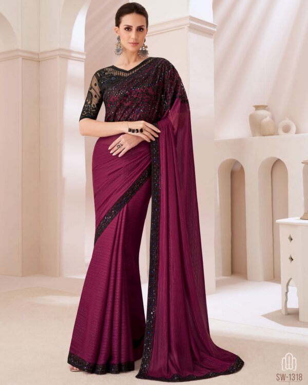 Bollywood Style Different Colourful Gorgeous UnStitched Party Wear Saree With Blouse For Women