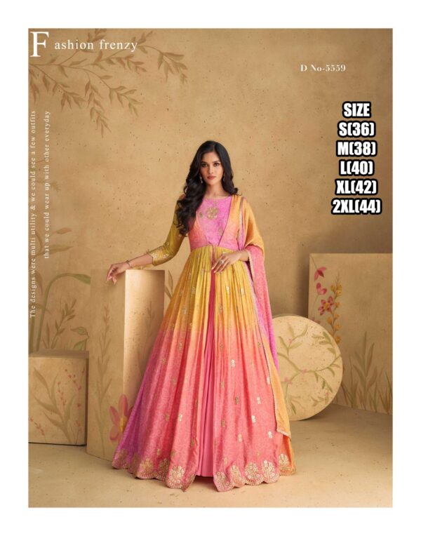 Indian Latest Gown For Women's Two Piece Suit Embroidery Readymade Party Dress