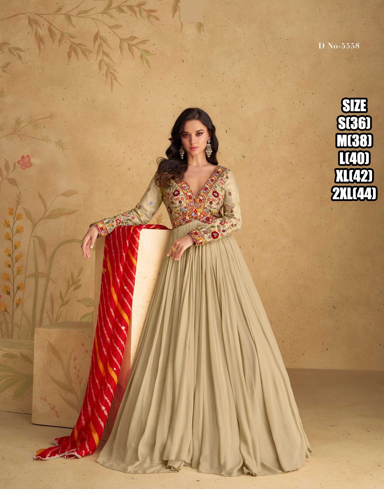 Indian Latest Gown For Women's Two Piece Suit Embroidery Readymade Party  Dress - Ethnicrang