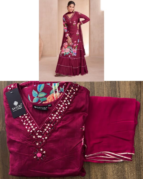 Buy Online! Function Special Designer Readymade Outfits (Kurta With Attached Lehenga And Dupatta)