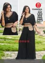 Elevate Your Style With Our Beautiful Black Hand Work Georgette Party Wear Crop Top With Plazo