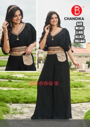 Elevate Your Style With Our Beautiful Black Hand Work Georgette Party Wear Crop Top With Plazo