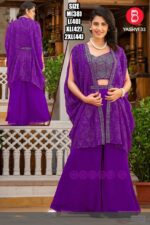 New Crop Top Collection With Plazo And Shrug Set For Wedding Or Party With Georgette Fabric Hand Work