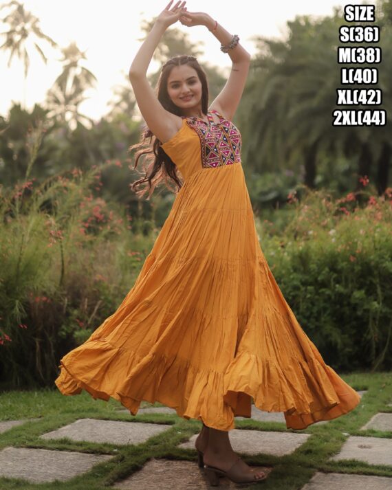 Best Ready To Wear Kutchi Gamthi Work Traditional Gown Dresses For Navratri 2024