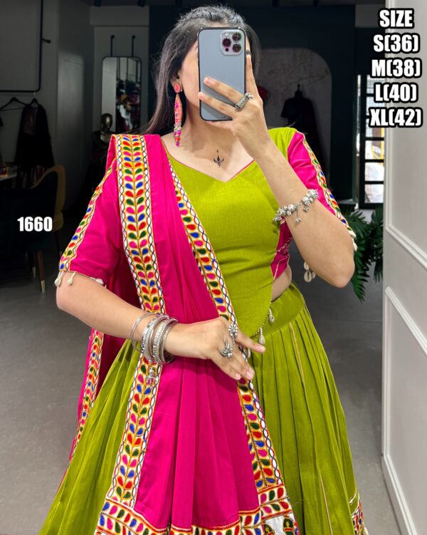 Gamthi Work Lehenga Choli Of Women's Latest Attire For The Navratri Festival