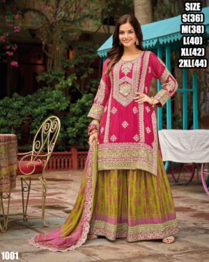 Semi Pure Chinon Sharara Suit Being Perfect And Ready To Wear For Special Occasions