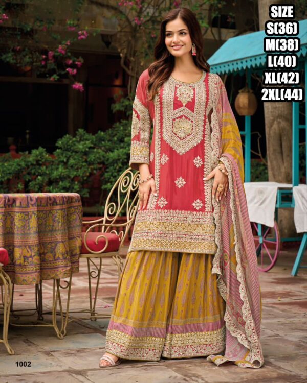 Semi Pure Chinon Sharara Suit Being Perfect And Ready To Wear For Special Occasions