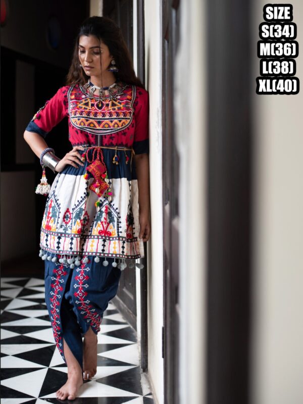 Colourful Heavily Embroidered Kedias And Tulip Pants In Pure Khadi, Navratri Garba Dresses Available