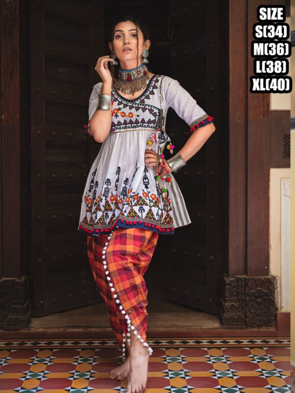 Colourful Heavily Embroidered Kedias And Tulip Pants In Pure Khadi, Navratri Garba Dresses Available